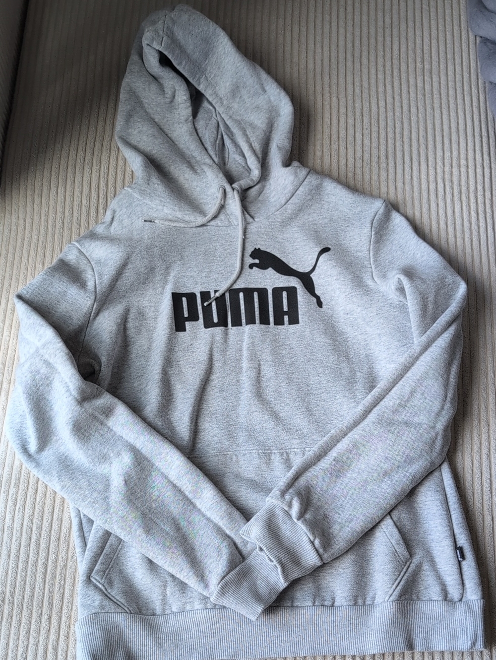 Puma Light Gray Hoodie with Black Logo